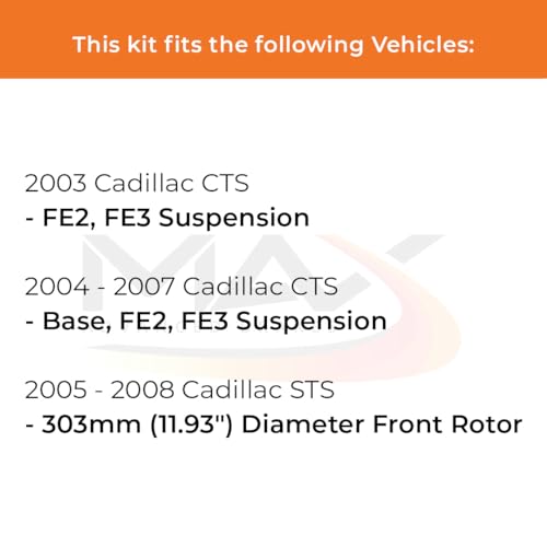 Image of Max Advanced Brakes Front Brake Kit Compatible With 2003-2005 2006 2007 Cadillac CTS FE2 FE3 Sus STS w /11.93 inch Fr Rotor Replacement Premium OE Disc Brake Rotors and Ceramic Brake Pads