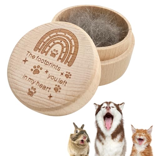 Admaison Wooden Pet Urns for Dogs,Pet Memorial Gifts Box,Cat Keepsake Box with Pet Paw Engraving,Memorial Hair Tooth Nails Ashes Container for Cat,Loss Sympathy Gifts for Pet Lovers (Rainbow)