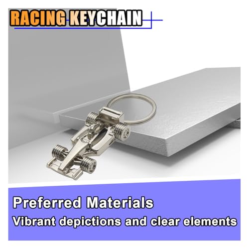 Image of KITUREK 3D F1 Race Car Keychain, Zinc Heavy Duty Racing Model Keychain, Car Key Ring Present for Father Husband Boyfriends