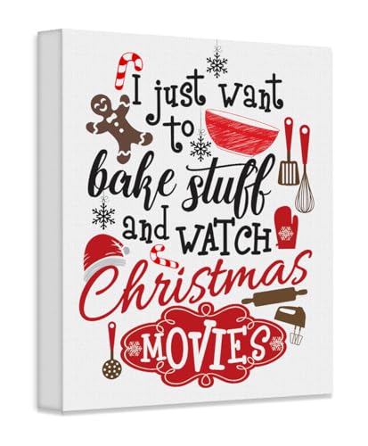 Bake Stuff and Watch Christmas Movies Wall Art 18x24 Stretched