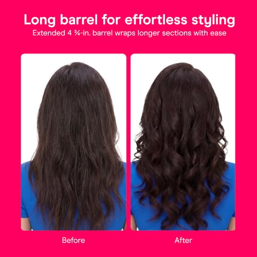 Image of Conair Double Ceramic Long Barrel 1 -In. Curling Iron | 1 In. Barrel with 30 Heat Settings for Medium to Long Hair, Loose Curls and Classic Waves, White /Rose Gold, CD702L