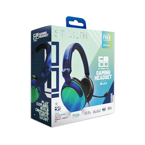 STEALTH C6-100 Gaming Headset STRIKE - Green & Blue, Multiplatform Compatible with Xbox, PS, Switch, PC, Mobile and Tablet