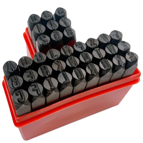 打刻印 アルファベット 大文字 数字 セット レザークラフト ハンドメイド DIY 革 金属 刻印 ポンチ (4mm 大文字・数字)（Amazon）
