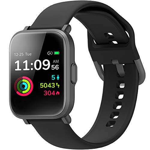 LUKAWIT Smart Watch Fitness Tracker 24H Oxígeno (SpO2) / Frecuencia cardíaca/Monitor de sueño, 5ATM Reloj Impermeable para Correr con 18 Modos Deportivos (Negro)