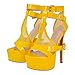 onlymakerheels Women's High Stiletto Heels Platform Mesh Buckle Open Toe Ankle Strap Dress Shoes Sandals Yellow Size8