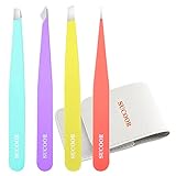 Tweezers Set - SUCOOR Professional Stainless Steel Tweezers, Best Precision Tweezers Set for Shaping Eyebrows, Great Beauty Tools for Facial Hair, Ingrown Hair, Blackhead Removal