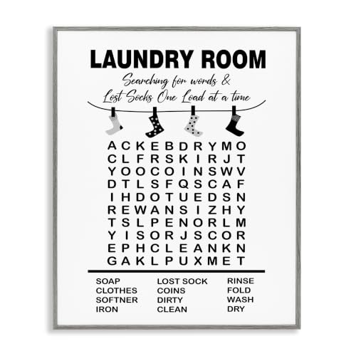 Laundry Room Word Search Humor, 11 x 14 Inch Framed Giclée Print