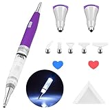 Benote Diamond Art Painting Drill Pen 2.0 with Metal Sticky Tips, Diamond & Painting Accessories, Replacement Pen Heads & Wax - B7 Purple