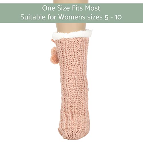 Image of Elanze Designs Gold Glitter Knit Pom Pom Womens One Size Plush Lined Non Skid Indoor Slipper Socks