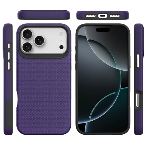 Image of NOXO Ultra-Hybrid Triangle Back Case Cover for iPhone 17 Pro Max, | Shockproof Design | Camera Protection | Soft TPU & Rugged PC | Bumper Case Cover for iPhone 17 Pro Max, (Deep Purple)