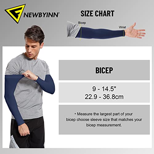 Newbyinn UV Sun Protection Arm Sleeves for Men Women Youth, Cooling Sleeve to Cover Tattoo, Mid-Compression Arm Cover