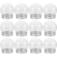 12 Pieces DIY Water Globe Christmas Snow Globe Clear Plastic Water Globe with Screw Off Cap for DIY Christmas Crafts Home Decoration (Aluminum cap)