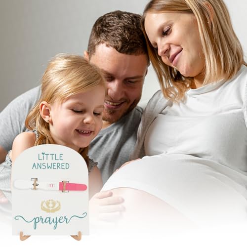 Image of Little Answered Prayer Pregnancy Announcement for Husband, Baby Announcements Ideas Pregnancy Reveal Gift for New Grandma Grandpa Test Keepsake Wooden Sign