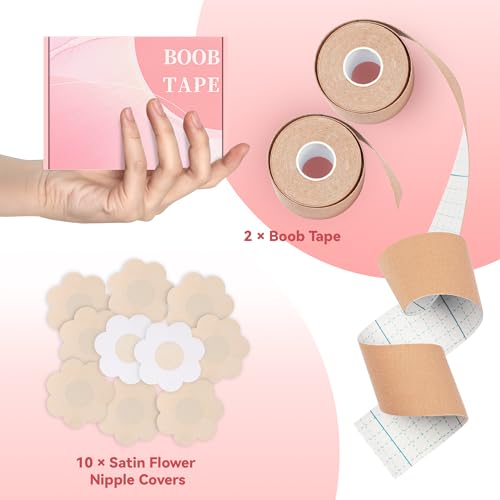 2 Pcs Boob Tape for Breast Lift - BoobTape with 10 Pcs Pasties,Body Tape for Women Invisible Breast Bra Tape2