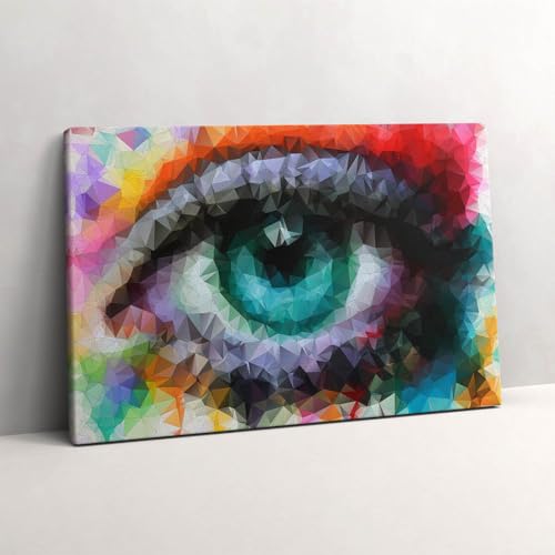 Tableaux 60x40cm Wallfluent d'art moderne avec oeil humain coloré pour déco murale peinte