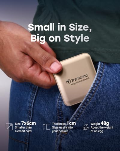 Image of Transcend ESD420 2TB Magnetic External SSD, Up to 2000MB /s, Supports Apple 4K ProRes HDR Record, MagSafe, iPhone17,16,15 /iPad /Mac /Tablets /Windows /Android, USB 3.2 Gen2x2 20Gbps Portable USB-C SSD