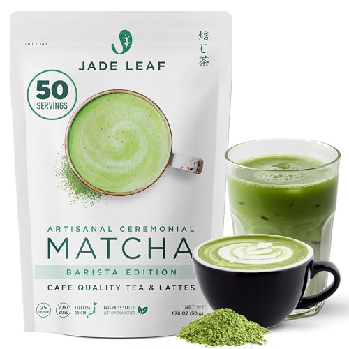 Jade Leaf Matcha Barista Blend Ceremonial Grade Matcha Green Tea Powder - 100% Pure Japanese First Harvest Green Tea for Lattes, Ceremonies, 50g / 1.76 Ounce (Pack of 1)