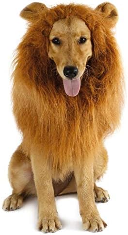 Dog Lion Mane - Halloween Realistic & Funny Lion Mane for Dogs - Complementary Lion Mane for Dog Costumes - Lion Wig for Medium to Large Sized Dogs Lion Mane Wig for Dogs