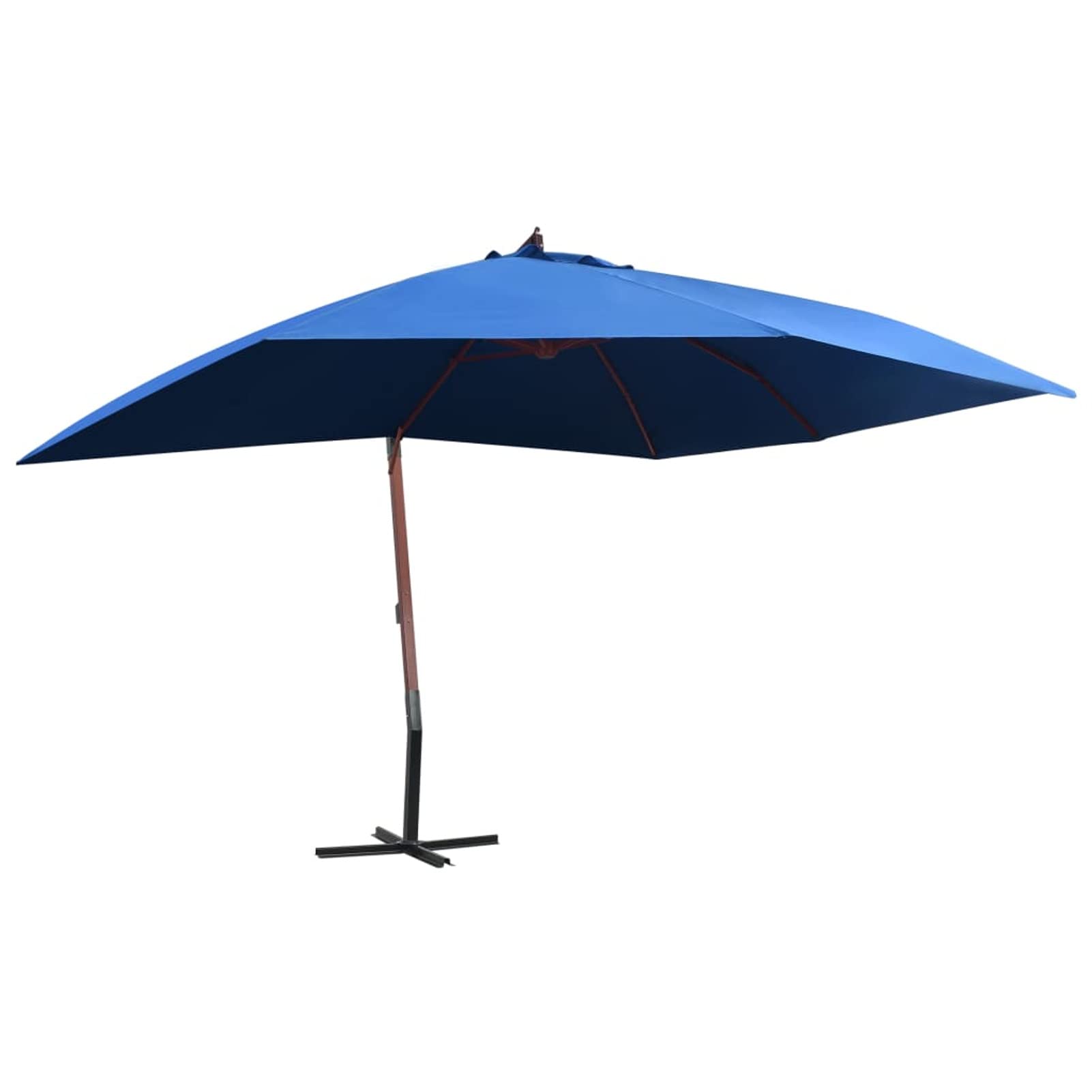 Homgoday Sombrilla de jardín Colgante con Palo de Madera Azul 4x3 m Sombrilla Terraza Exterior, Sombrilla Jardín Grande Orientable Jardín Parasol Balcón