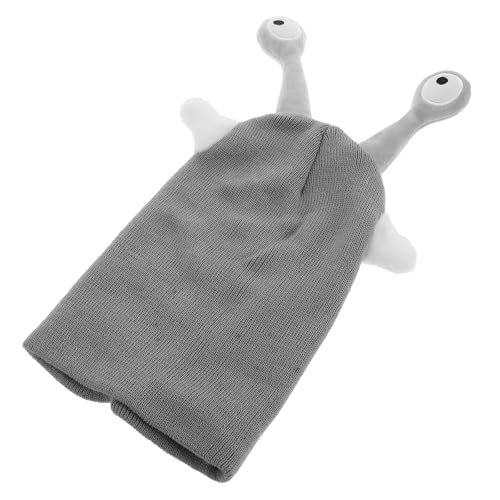 GLEAVI Funda para Casco de Esquí de Punto Diseño de Dibujos Animados Color Gris Antenas Ligera y Aislante para Snowboard y Esquí Infantil 1 Pieza