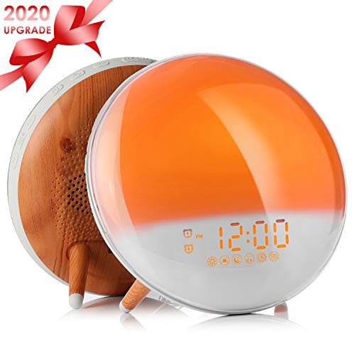 Wake Up Light Alarm Clock, Sunrise/Sunset Simulation Alarm Clock with Dual Alarms,Snooze Function