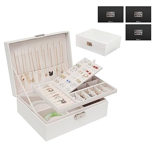 TAVADA Joyeros Mujer Organizador,2 Niveles Caja Joyero Organizador Joyas Cuero PU,Organizador de joyas para Anillos,Aretes,Pendientes,Collares, Pulseras(Blanco) | Ya disponible en tu tienda friki favorita! En mundofriki.es!