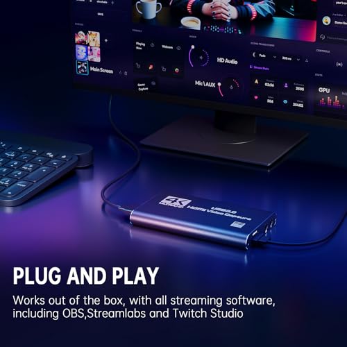Image of 4K HDMI Capture Card for Streaming, Full HD 1080P 60FPS Capture USB 3.0 Audio Video Capture Card,for Switch /PS4 /PS5 /Xbox, Plug and Play, Works on Laptop, PC, Mac
