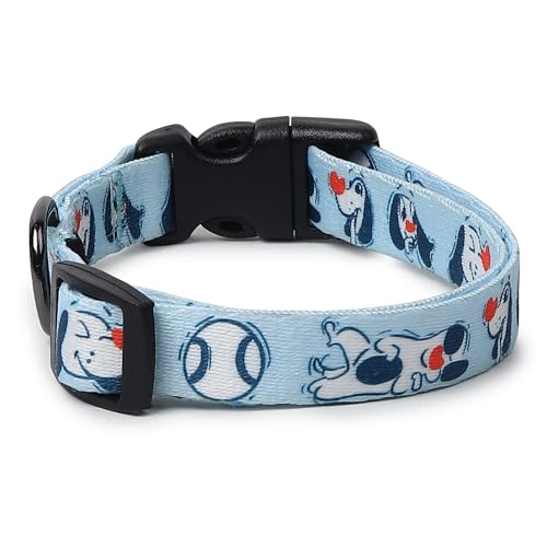 Image of Zigly Lifestyle Doodle Dog Collar for Medium Dogs | Adjustable Durable Stylish Pet Collar for Everyday Use | Comfortable Daily Walking Collar for Dogs | Blue | Large