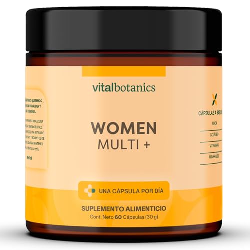 Women Multi + con 60 capsulas. Multivitamínico para Mujer con Colágeno Hidrolizado, Ácido Fólico, Biotina, Hierro, Calcio, Magnesio, Maca, Zinc y Vitamina D...
