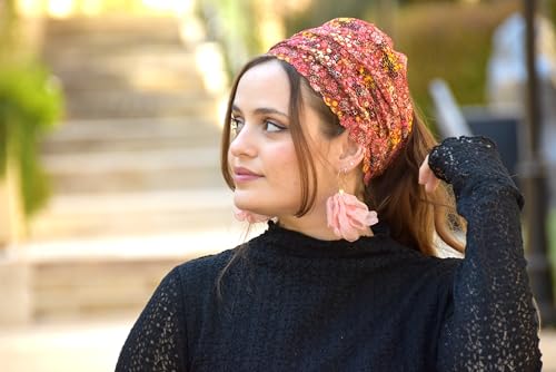 Stunning Flowering Embellished Lace Headband Bandana, Tichel, Head Covering, Scarf, Half Covering, Pre-tied, Loss Hair, Chemo3