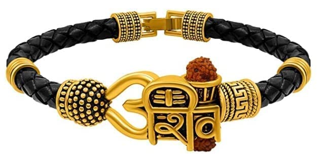 Soni Jewellery Shiv Trishul Damru Rudraksha Mahakal Oxidized Gold Plated Kada Bracelet for Men, Women, Boys & Girls (B0C2QBY5HT) Amazon Price History, Amazon Price Tracker