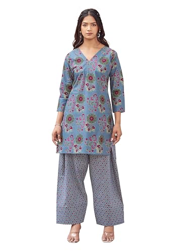 Image of Womanista Women Printed Cotton Kurta Set for Woman | Jaipur Coord Set | Farshi Salwar Suit