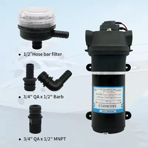 Image of Diaphragm Pump 12V DC 4.5 GPM 40 PSI Water Pressure Pump for Caravan /RV /Boat /Marine (12V)
