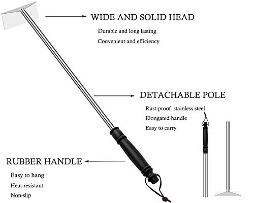 Grilliance Charcoal Grill Ash Rake Hoe for Fireplace Wood Stove Pizza Oven, Stainless Steel BBQ Cleaner Poker Scraper, Elongated Cleaning Tool Accessories for Smoker, Ceramic, Kamado, Vision Grills - Image 3