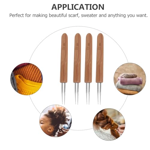 Agujas de ganchillo para rastas y trenzado con mango ergonómico de madera 4