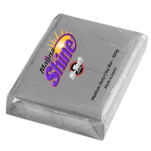 HI-TECH Magna Shine 100g Clay Bar, Dark Gray Medium Duty Material, Cleans Paint with Ease