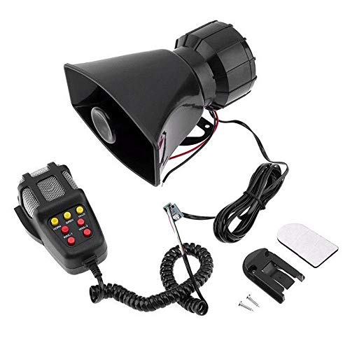Oewnvmd Sonido Universal de Alarma de Coche de Motocicleta Bocina de 7 Tonos 12V 100W Altavoz de Bocina de Sirena de PolicíA (Negro)