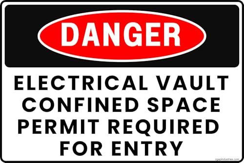 Danger Electrical Vault Sign – Confined Space Permit Required for Entry, 8x12 Rust-Resistant Aluminum Utility Safety Sign by CGAP Safety