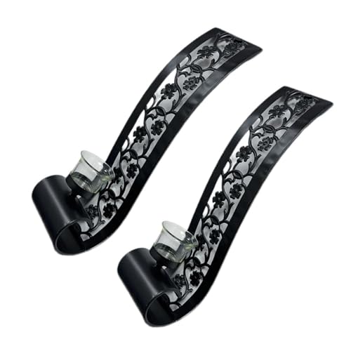 Elegante soporte de pared de metal negro, juego de 2 soportes de hierro para colgar para decoración del hogar, color negro