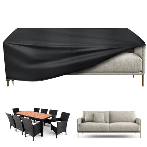 AOOWU Gartenmöbel Abdeckung Wasserdicht, Abdeckung Gartenmöbel Winterfest, Reißfest Oxford Gewebe Abdeckhaube Gartentisch Rechteckig, Schutzhülle Tisch für Gartentisch Sitzgruppe, 150 x 90 x 75 cm