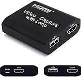 Elikliv Tarjeta de Captura de Vídeo HDMI a USB 2.0 4K HD 1080P, Dispositivo de Transmisión en Tiempo Real con Loop out para Nintendo Switch PS3 PS4 Xbox One