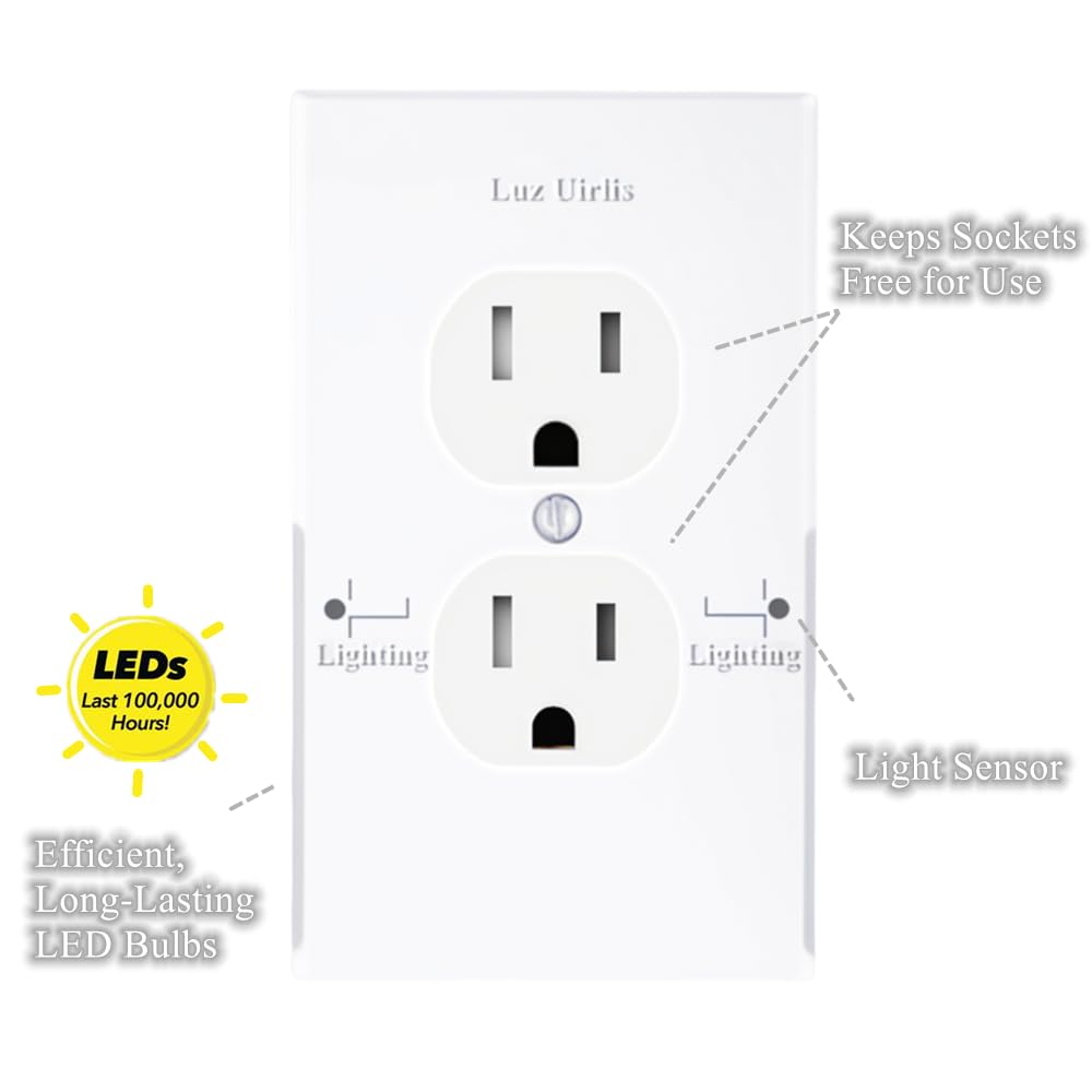 4 Packs Guide Night Lights LED Outlet Wall Plate, Illuminated Plug Cover with Sensor Inductive Easy Installation in Seconds for Home Kitchen Bedroom Hallway Stairway Garage Utility Room