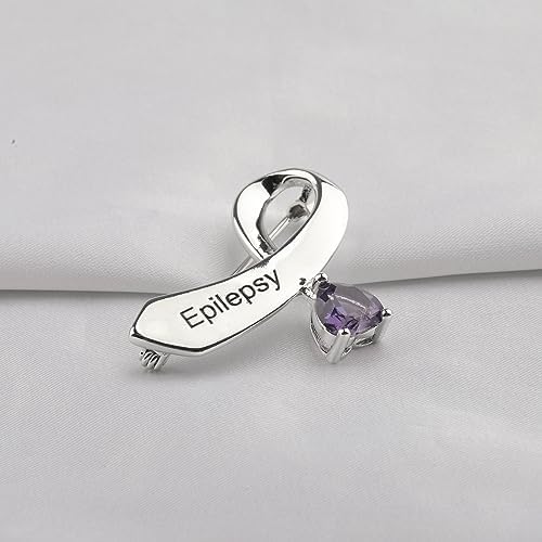 Crohn's Disease Awareness Purple Ribbon Pendant Necklace - Stainless Steel & Copper, 2.5cm Pendant With Gift Bag