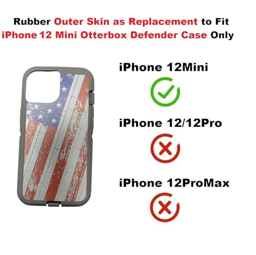 Coque caoutchouc iPhone 12 Mini compatible Otterbox Defender drapeau américain - 2