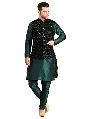 Image of Uri and MacKenzie Men's Silk Blend Kurta Pajama with Designer Ethnic Nehru Jacket /Modi Jacket