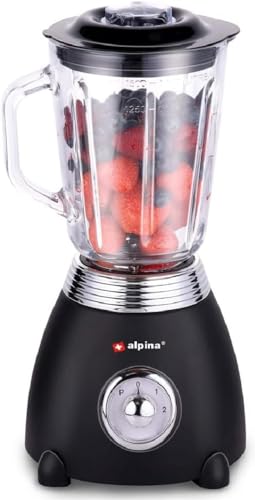 Alpina Blender - Jarra de cristal 1,5 l - 3 soportes - 230 V 500 W 50/60 Hz - Negro