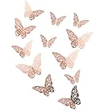 Photo Gallery uposao adesivo da parete 3d, motivo farfalle, in metallo, rimovibile, per soggiorno, camera da letto, cameretta dei bambini, ufficio, casa, oro rosa Photo Gallery uposao adesivo da parete 3d, motivo farfalle, in metallo, rimovibile, per soggiorno, camera da letto, cameretta dei bambini, ufficio, casa, oro rosa
