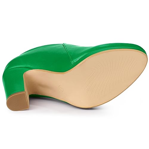 Allegra K Allegra K Women's Platform Round Toe Chunky Heelss Grass Green Ankle Booties 8.5 M US