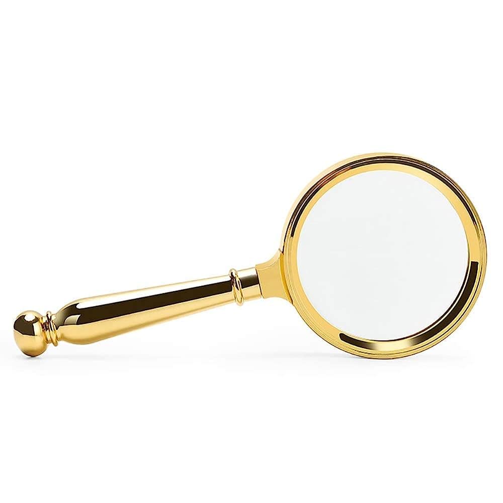 asdchZen Magnifier With 10X Magnification,Lightweight Handheld Magnifying Glass,For Reading,Inspection,Hobbies Crafts,With A Lens Cloth And Bag Magnifier/Metallic