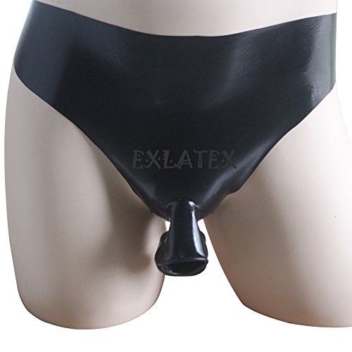 Mens Latex Rubber Panties Shorts with Ball and Half Sheath Cut-Out Ring Briefs3